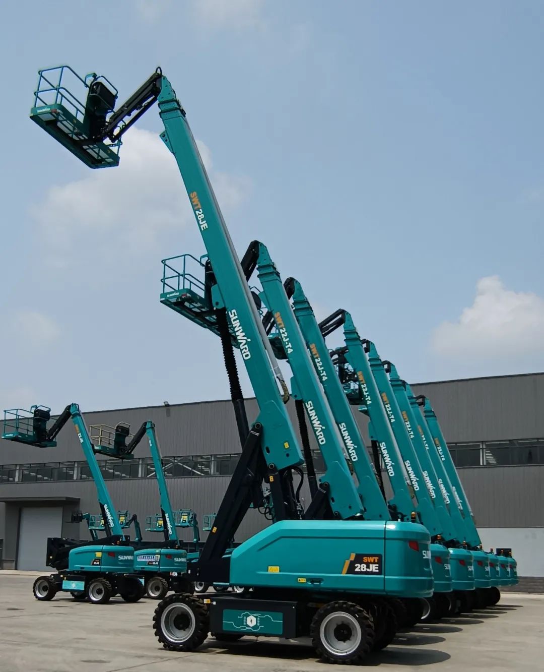 新能源家族再添“新丁”！k豆钱包智能三款电动臂式高空作业平台齐下线