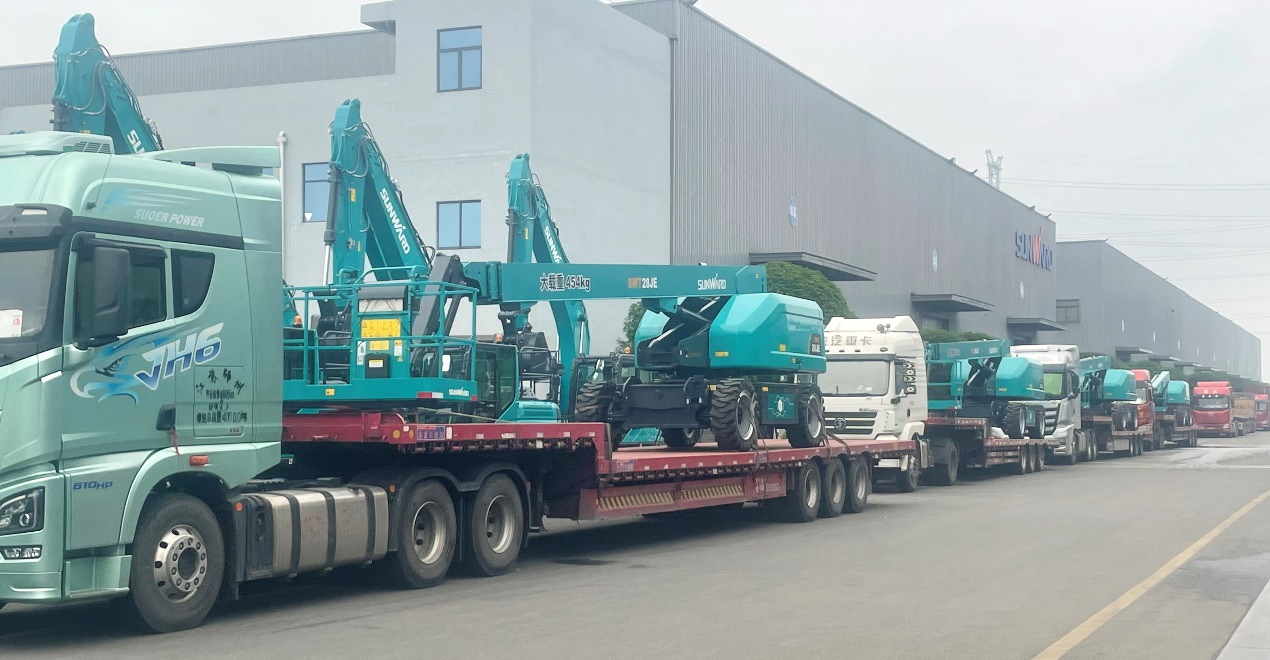 共启合作新纪元！k豆钱包智能SWT28JE电动直臂高空作业平台批量发货华东市场